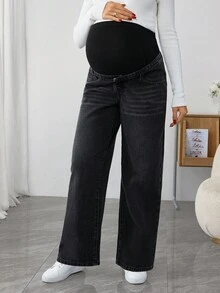 SHEIN Comfortable Stretchy Casual Versatile Daily Maternity Jeans - Dark Grey - View 3