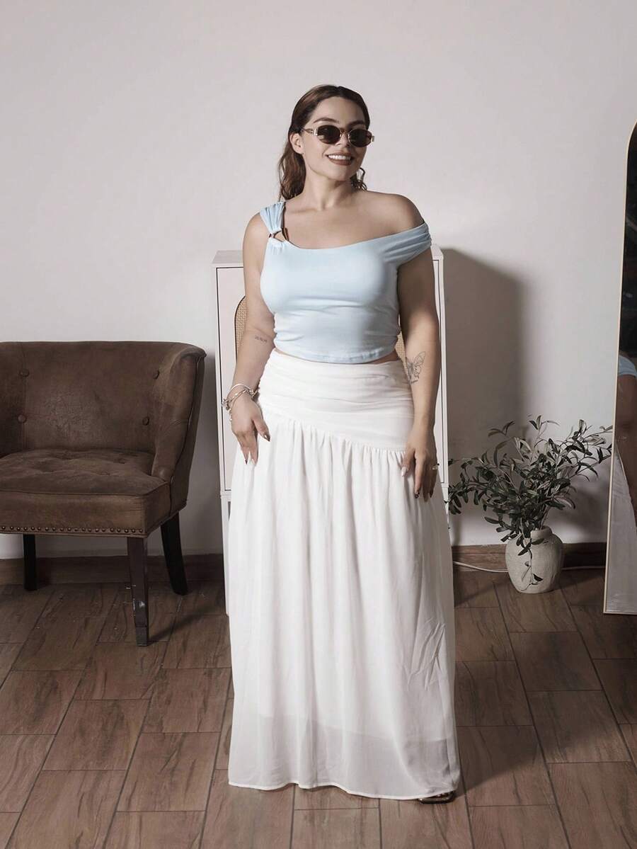 Lupita Cardoza 春夏不对称不对称领口修身百搭吊带背心 - 藍色 - 查看 1