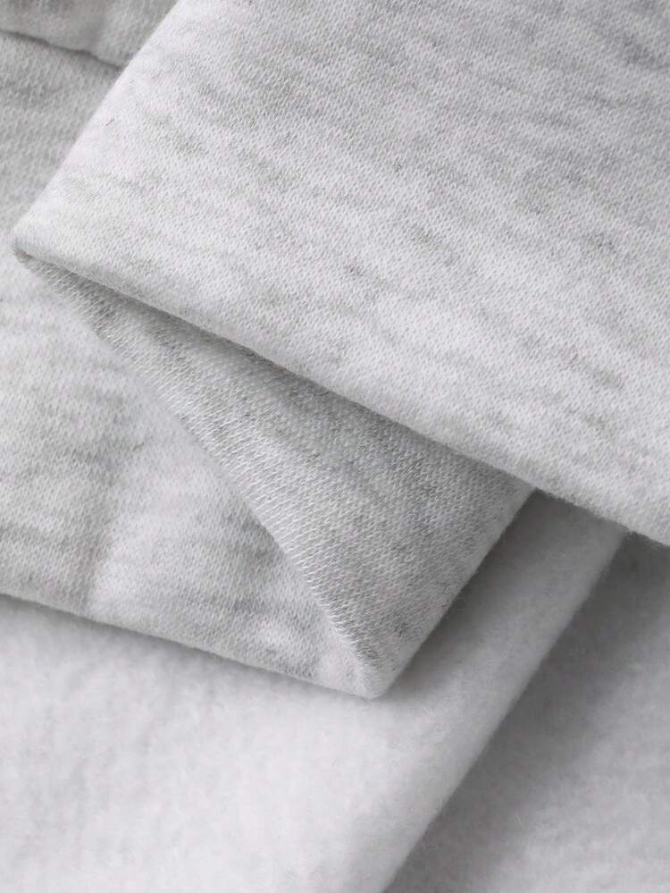 Tween Boys Casual Solid Color Thermal Lined Sweatshirt, Basic Style For Students, Cool Autumn