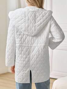 SHEIN Maternity Solid Color Loose Waist Adjustable Hooded Padded Coat