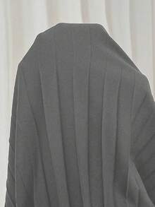 SHEIN Tall 优雅休闲度假女式宽松百褶裙，松紧腰，黑色，加大码 - 灰色 - 查看 4