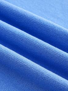 lacRébo Blusa holgada de punto con estilo kimono de manga corta en color azul cielo, con detalle de botón dorado en el hombro, para mujer en otoño e invierno