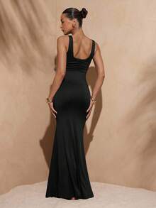 Hauture Mob Wife Party Resort Hollow Out Mermaid Maxi Dress - Black - View 4
