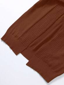 Manfinity Homme 男士休闲纯色前开衫，秋冬 - 棕色 - 查看 2