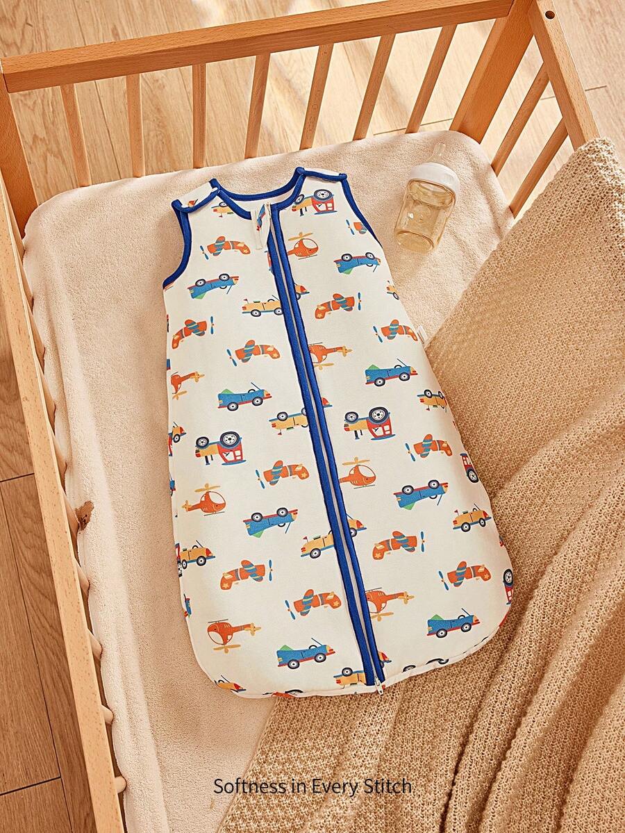 Cozy Pixies 一件式婴儿床上用品汽车图案加厚柔软舒适新生儿襁褓睡袋，通过Oeko-Tex认证 - 彩色 - 查看 1
