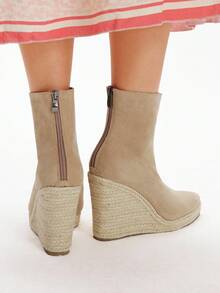 Styleloop Botas de tobillo con cuña versátiles y casuales para mujer - Albaricoque - Ver 5