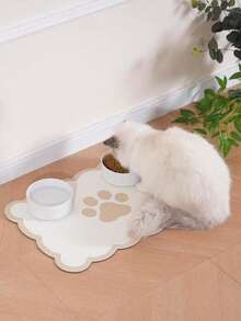 SHEIN 1件装宠物喂食垫，扇贝形狗喂食垫，猫喂食垫，吸水垫，适用于食物和水碗，分配器，可爱优雅美观的扇贝形宠物餐垫，适用于狗、猫、幼犬用品 - 米色 - 查看 6