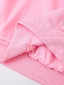 INAWLY Sweatshirt Fleece Kasual Lengan Panjang Leher Bulat Motif Huruf untuk Wanita, Musim Gugur/Dingin - Berwarna merah muda - View 3