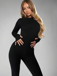 MISSGUIDED Tuta aderente con allacciatura sulla schiena, manica lunga, monopezzomodellante, adatta per il tempo libero, serate, feste, uscite notturne, elegante e moderna, perfetta per l'autunno e l'inverno