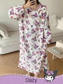 HELLO KITTY AND FRIENDS | SHEIN DAZY 女士卡通图案毛绒宽松睡袍，冬季睡衣