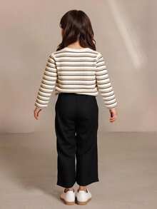 SHEIN 3 件装年轻女孩休闲舒适阔腿裤，春季和秋季