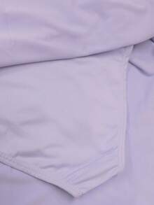 少女纯色浅紫色长袖蝴蝶结背心紧身衣，有弹性，舞蹈、瑜伽、体操紧身衣 - 紫色 - 查看 5