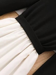 SHEIN Christmas,Halloween,Black Dress,Black Dress,Winter Clothes,Winterclothes For Kids,Autumn Clothes,Halloween,Halloween Costumes,Christmas Clothes,Elegant Waist Cinched Long Sleeve Teen Girls Dresses Girl Black And White Dress Elegant Long Sleeve Dress Dress With Big Bow Black And White Fall