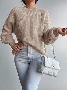 RueChic Solid Raglan Sleeve Sweater - Lilac Purple - View 4