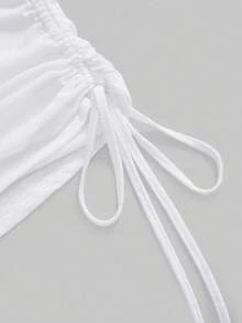 ROMWE Grunge Punk Camiseta de manga larga con hombros descubiertos y volantes, estilo romántico y punk para mujer - Blanco - Ver 3