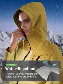In My Nature Women's Contrast Color Waterproof Hooded Zipper Long Sleeve Outdoor Jacket - Yellow - View 4