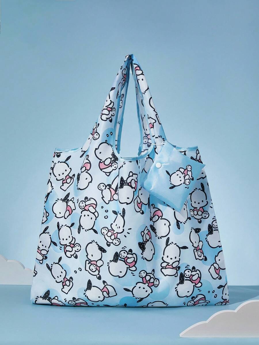 HELLO KITTY AND FRIENDS | SHEIN 1pc Full-Print Foldable And Portable Shopping Bag - Baby Blue - View 1