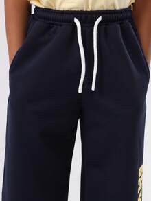 SUMWON Toddler Boys Varsity Number Two Piece Summer Cotton Coordinate Set With Casual T-Shirt And Wide Leg Sweatpants Loungewear Play Outfit