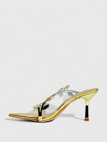 CUCCOO SZL 尖头系带高跟女式凉鞋 - 金色 - 查看 10