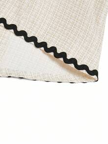 Elenzga Áo khoác cardigan nữ thanh lịch phối ren tương phản màu sắc, kiểu dáng patchwork. - Màu Khaki - Xem 11