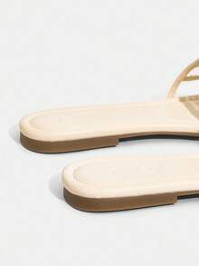 CUCCOO TILAWA 女士刺绣珍珠网眼透气舒适优雅休闲平底凉鞋 - 杏色 - 查看 11