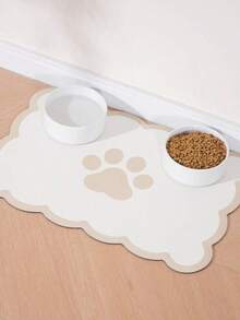 SHEIN 1件装宠物喂食垫，扇贝形狗喂食垫，猫喂食垫，吸水垫，适用于食物和水碗，分配器，可爱优雅美观的扇贝形宠物餐垫，适用于狗、猫、幼犬用品 - 米色 - 查看 4