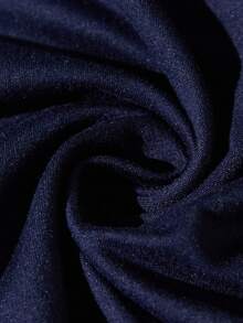 1 Set Tween Girls Sweet School Style Blue & White Striped Cropped Shirt, Paired With Navy Sleeveless Bowknot Dress, Regular Thickness, Casual Outfit For Autumn Fall Winter - Blue - View 7