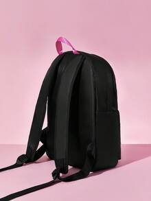 HELLO KITTY AND FRIENDS | SHEIN Ba lô thời trang thông thường màu đen với họa tiết hoạt hình khoan nóng bỏng, Đồ dùng học tập,,Ba lô đi học,,Túi đi học,,Ba lô đi học,,Back To School,Sức chứa lớn,Nhẹ,Di động,Bình thường cổ điển,Thích hợp cho các cô gái tuổi teen,Nữ sinh viên đại học,Hoàn hảo Dành cho trường học, đại học, trung học cơ sở, trung học phổ thông, ngoài trời, du lịch, đi chơi - màu đen - Xem 3