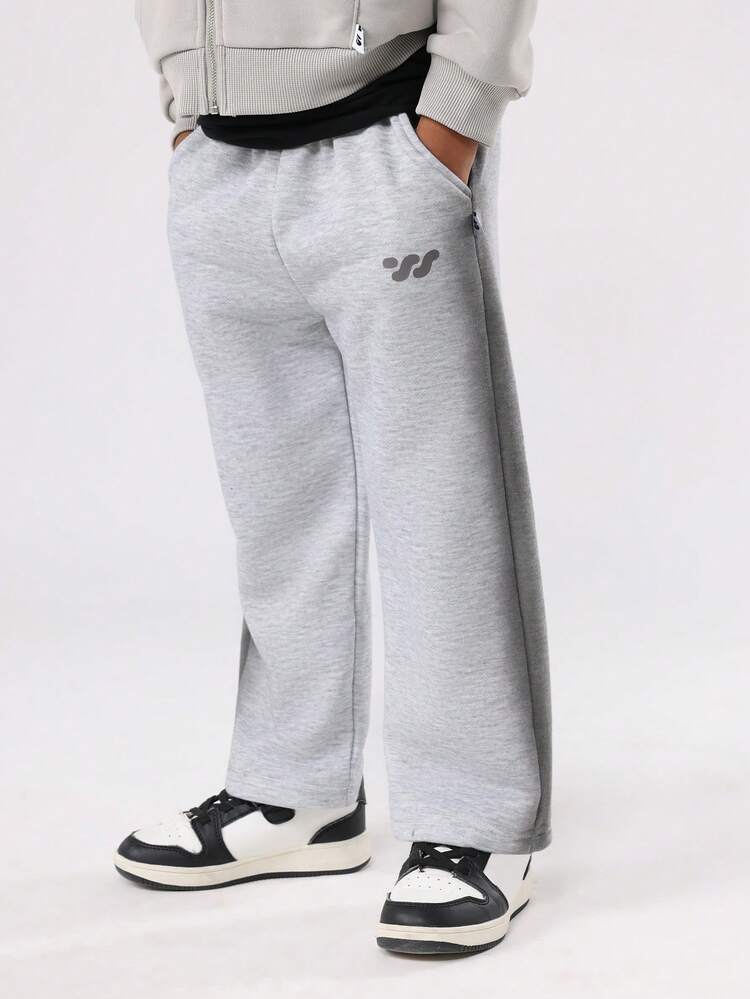 Wide Leg Sweatpants With Side Pockets And Elastic Waist