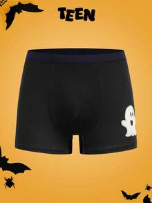 4pcs Halloween Minimalist Pumpkin, Bat, Black Cat, Ghost Print Boxer Briefs, Comfortable & Cute Boys Underwear - Multicolor - View 9
