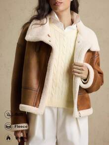 Briarwyn Fashionable Versatile Retro Fleece Warm Brown Jacket, Autumn/Winter,Fall Clothes For Women ,Old Money Style Women,Women's Winter Jacket,Chic Women's Jacket - Coffee Brown - View 4