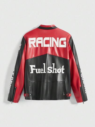 Street Life Veste  de moto vintage de course de rue rouge et noire