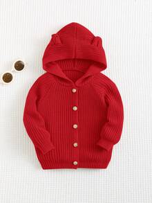 Cozy Pixies 新生男宝宝休闲百搭 3D 耳朵连帽长袖开衫毛衣秋冬装女宝宝