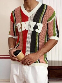 Manfinity EZcore 时尚博主风格拼色英伦刺绣飞行员夹克男士欧美新款 - 彩色 - 查看 1