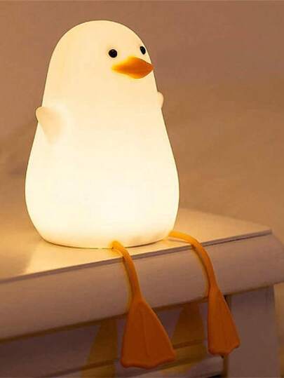Cute Animal Bedside Lamp Soft Silicone Night Light LED Dimmable Squishy Duck Lamp USB Rechargeable Duck Night Light