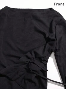 Selianne Chemise de travail/bureau pour femmes en automne et hiver, taille cintrée, manches évasées