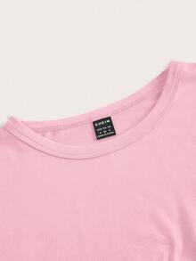 SHEIN EZwear 4pcs/Set Black, Pink, Gray, White Casual Round Neck Short Sleeve Fitted Women T-Shirts, Suitable For Summer - Multicolor - View 5