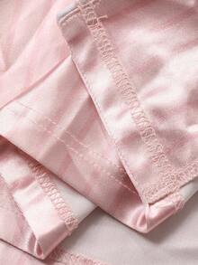 DAZY 女式亮面条纹缎带束带长袍，秋季睡衣 - 粉色 - 查看 8