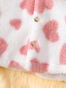 SHEIN Herbst/Winter Neue Baby Mädchen Kapuzen Cape Umhang Herz Plüsch Jacke, Säuglings Schal Neugeborenes Baby süß niedlich Prinzessin Umhang Mantel, geeignet für Outdoor-Tragen bei jedem Anlass