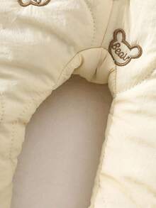 SHEIN Newborn Baby Boy Baby Girl Unisex Infant Winter Cute Heart & Star Embroidered Hooded Long Sleeve Jumpsuit With Plush Ear Hat, Suitable For Outdoor Play, Indoor Leisure, And Photo Shooting Baby Winter Coat Infant Winter Clothes Baby Bear Jacket Baby Bear Jumpsuit Jacket Unisex Baby Clothes Fall - Apricot - View 5