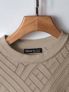 GlowEve Solid Color Round Neck Button Decor Elegant Fashionable Knit Top - Apricot - View 5