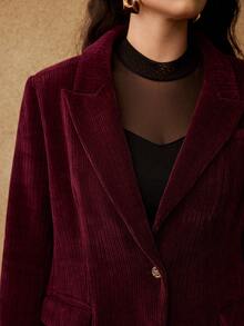 MOTF PREMIUM BLAZER GRANDE TAILLE EN VELOURS CÔTELÉ, AUTOMNE/HIVER - Rouge foncé - Voir 2