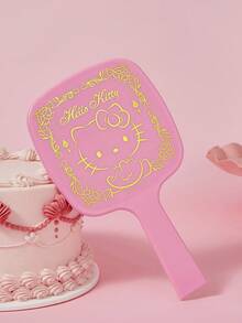 HELLO KITTY AND FRIENDS | SHEIN 卡通字母印花粉色手持镜 - 淺粉色 - 查看 2