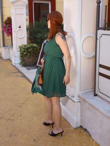 Gretanique 素色腰帶掛脖洋裝