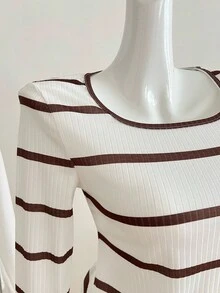 3pcs/Set Square Neck Casual Versatile Long Sleeve Teen Girls T-Shirts Fall Winter - Multicolor - View 6