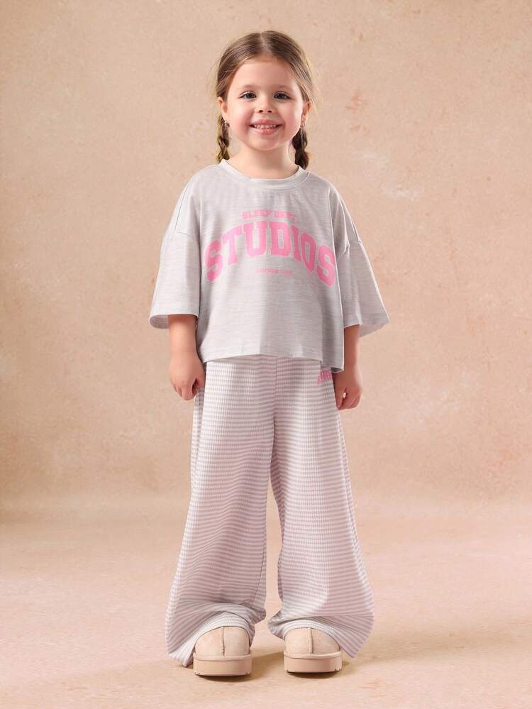 Oversized Tee With Waffle Textured Pants