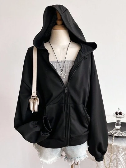 休闲宽松常规款运动衫连帽夹克适合青少年女孩返校运动衫