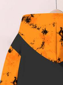 男童休闲时尚经典酷炫针织卫衣，扎染三角几何图案印花，人脸印花宽松舒适，适合日常穿着，秋冬季节穿着。 - 彩色 - 查看 6