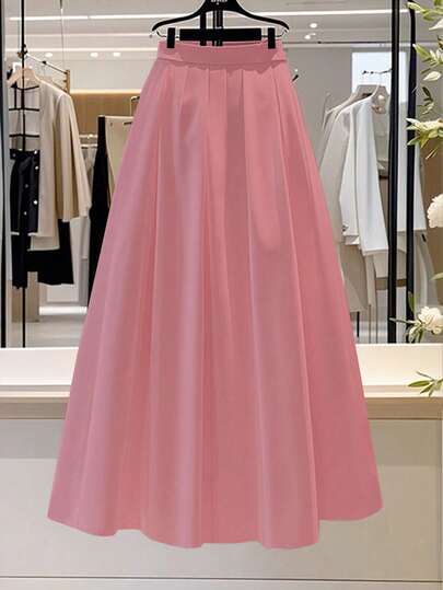 Franclia 优雅通勤纯色A字褶皱女式半身裙