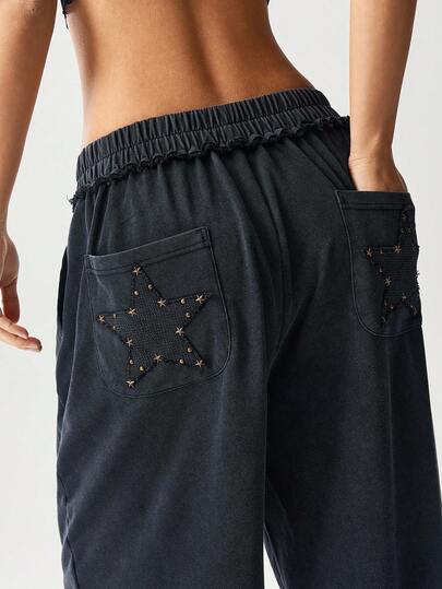 Bohemela 女士休闲纯色针织宽松洗水裤